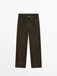 Jean straight taille basse effet velours