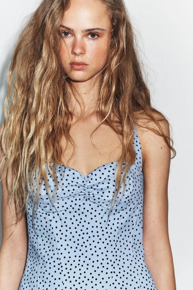 POLKA DOT ROUND NECK HALTER TOP