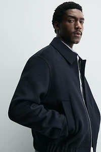 WOOL BLEND CROPPED FIT OVERSHIRT