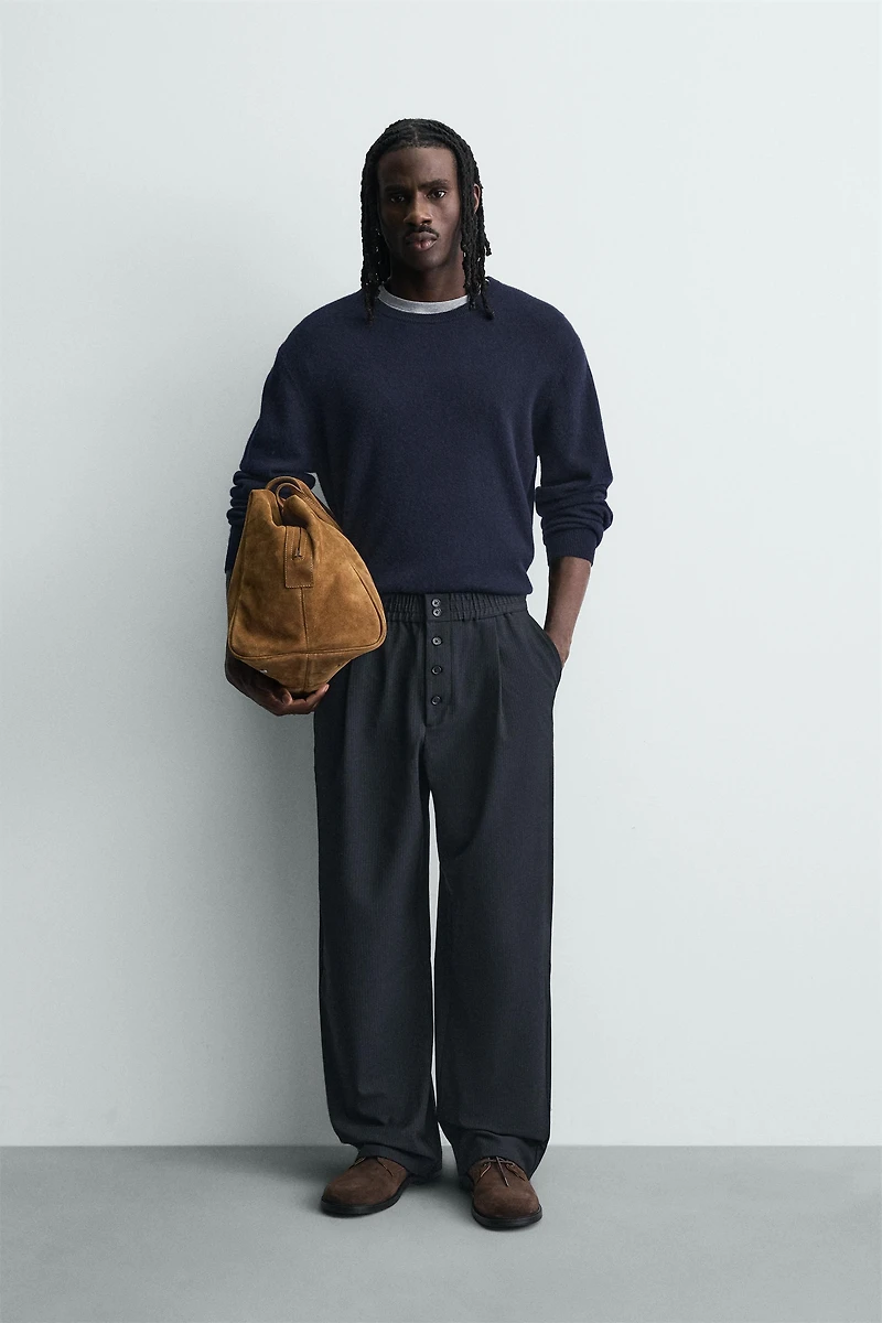 RELAXED FIT PINSTRIPE PANTS