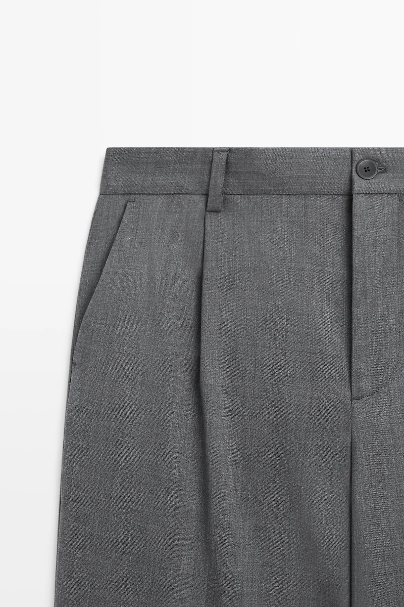 Pantalon à pinces en mélange de laine froide