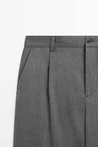 Pantalon à pinces en mélange de laine froide