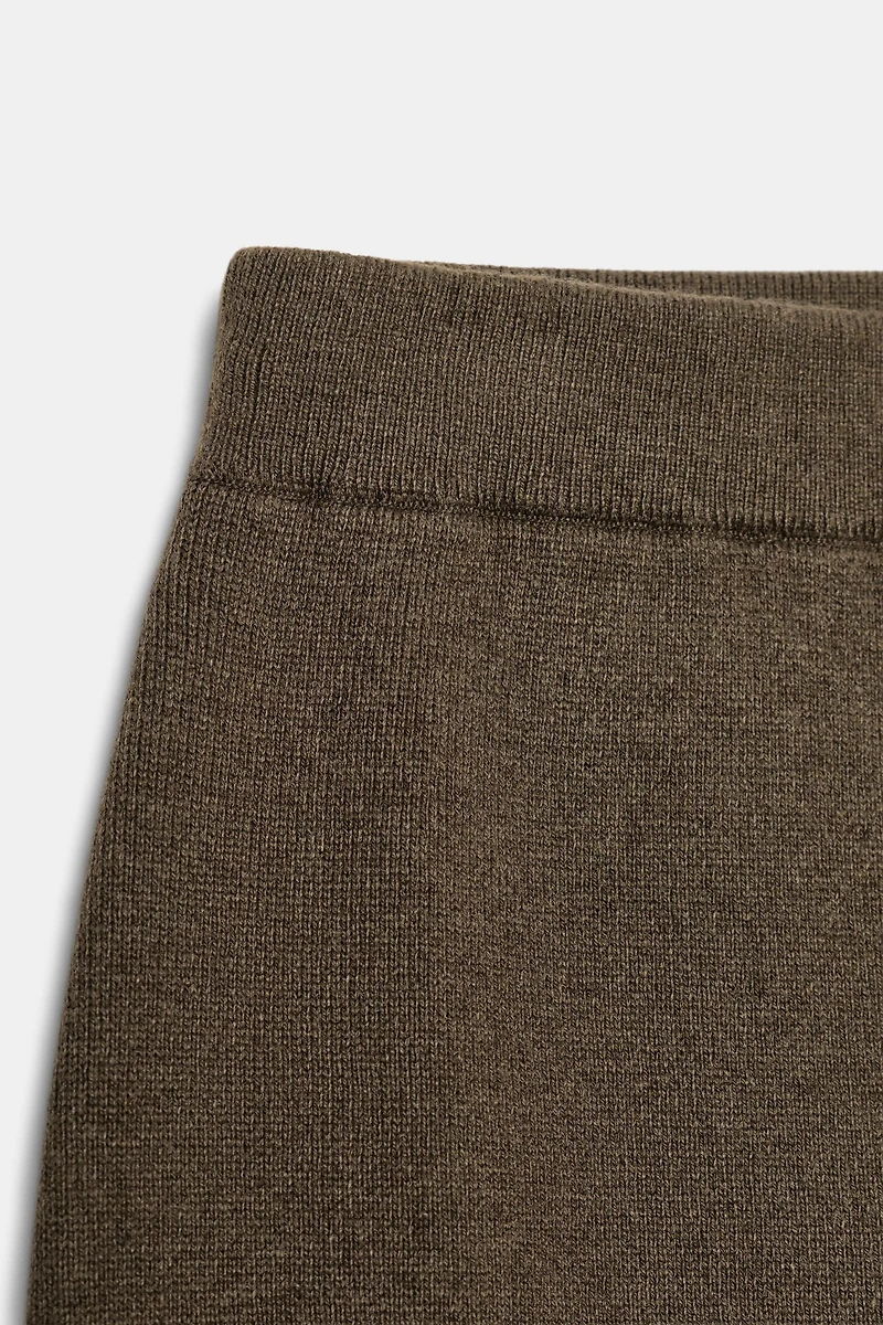 WOOL BLEND STRAIGHT MIDI SKIRT