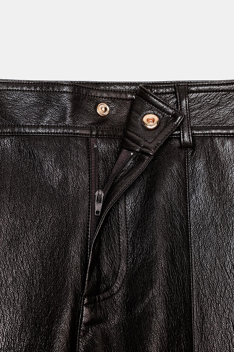 FAUX LEATHER STRAIGHT LEG PANTS