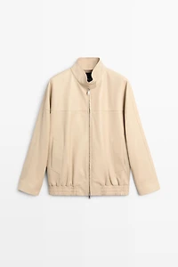 Elastic hem leather jacket