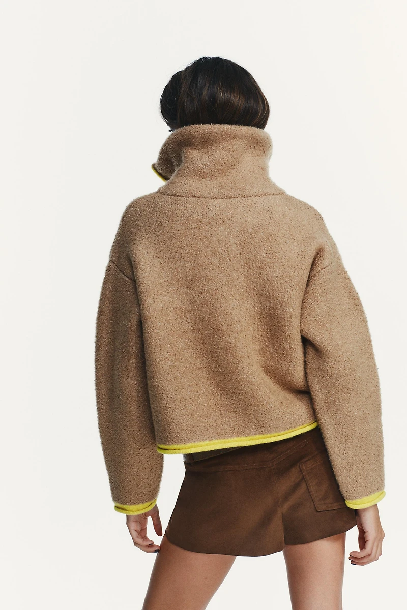 CONTRAST TRIM KNIT CARDIGAN