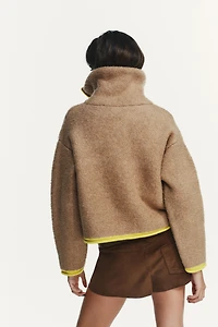 CONTRAST TRIM KNIT CARDIGAN