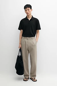 Short sleeve linen cotton polo shirt