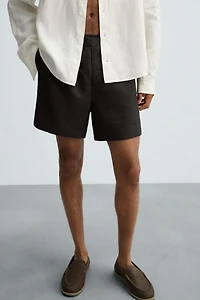 100% LINEN BERMUDA SHORTS