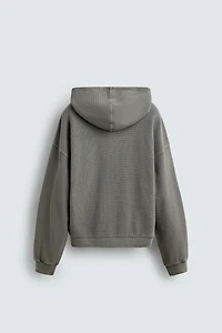 WASHED WAFFLE HOODIE SWEATSHIRT
