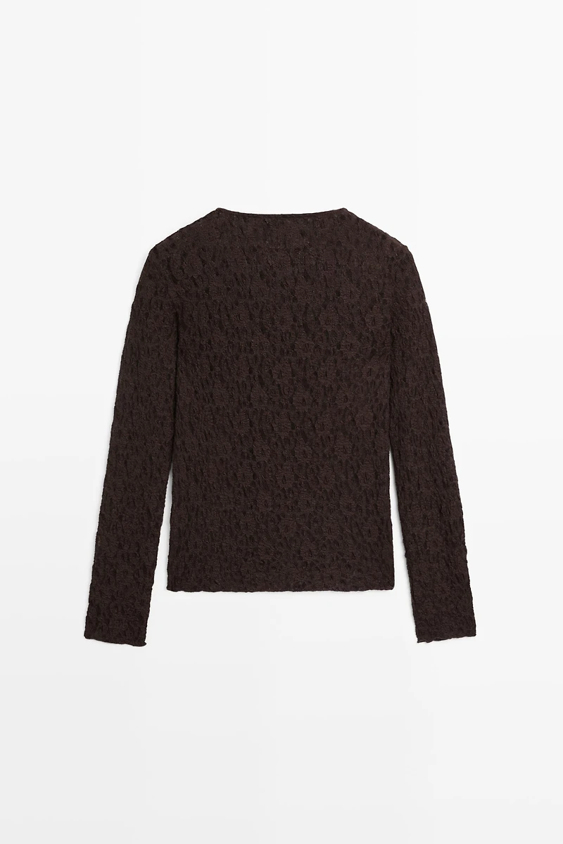 Long sleeve lace detail T-shirt