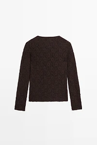 Long sleeve lace detail T-shirt