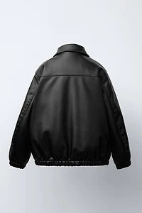 FAUX LEATHER BOMBER JACKET