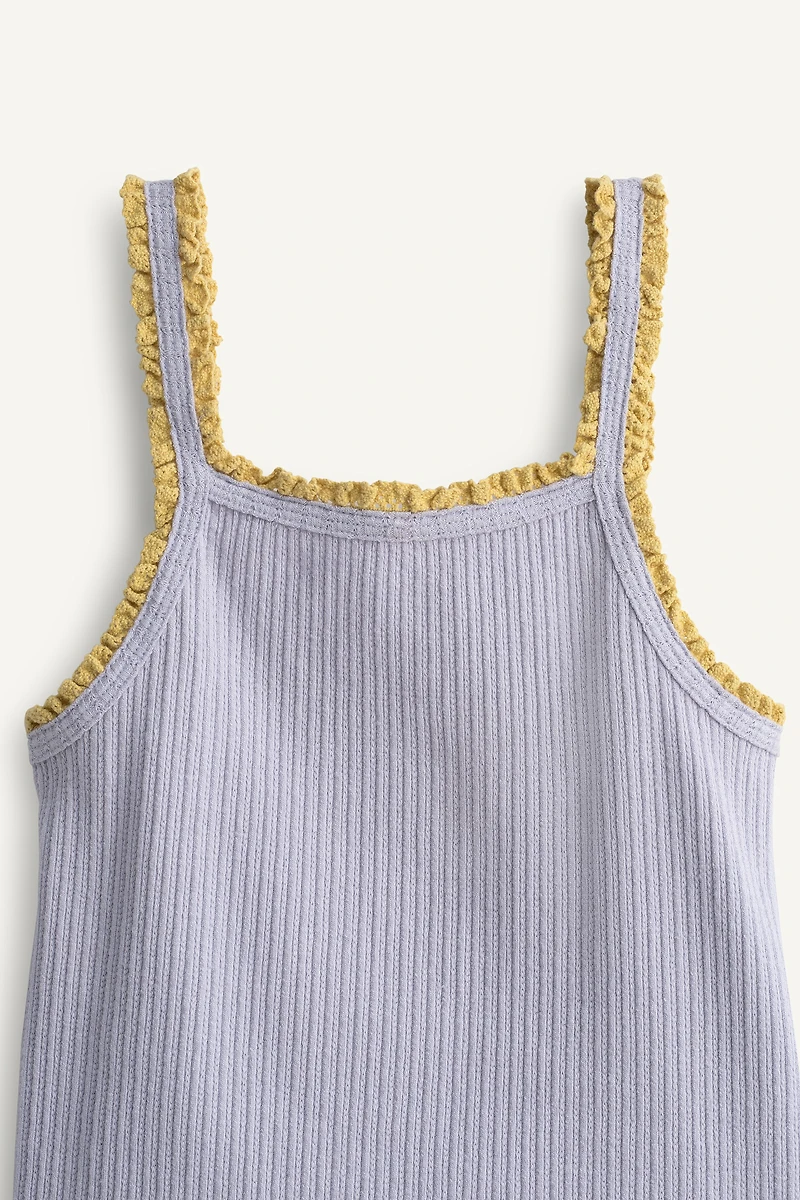 LIMITED EDITION CONTRAST LACE RIB STRAP TOP