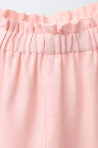 100% LINEN LACE TRIM PANTS