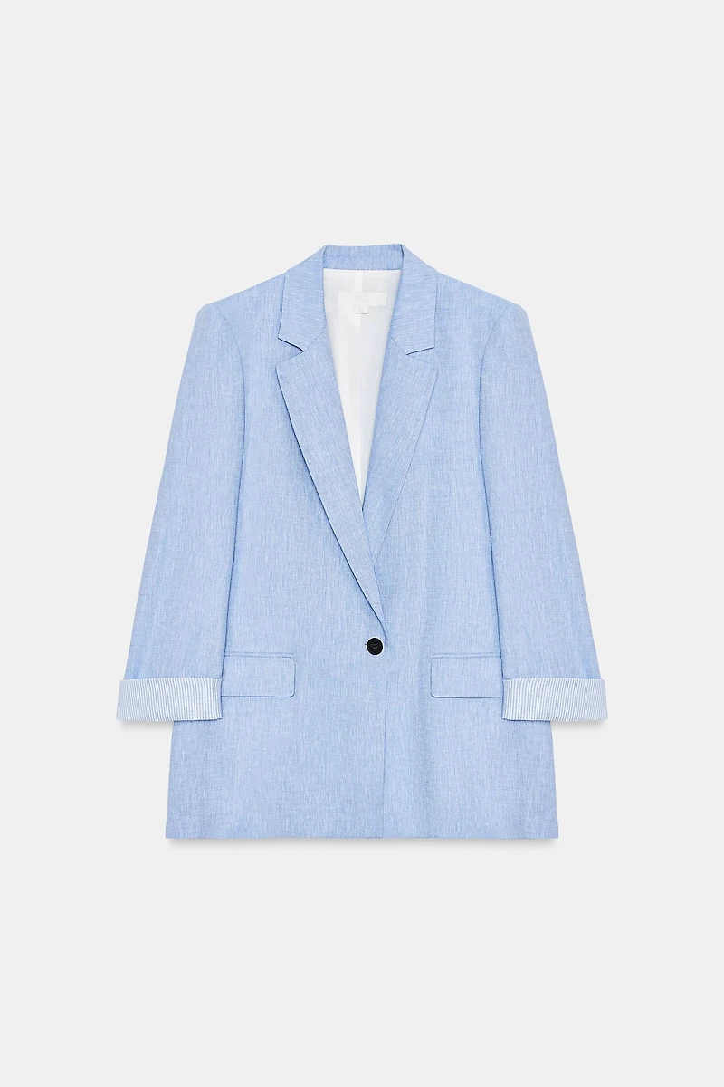 LINEN BLAZER WITH ROLLED-UP SLEEVES