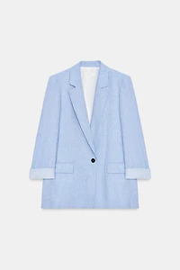 LINEN BLAZER WITH ROLLED-UP SLEEVES