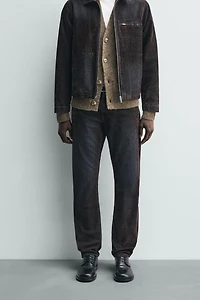 RELAXED FIT FLOCKED VELVET JEANS