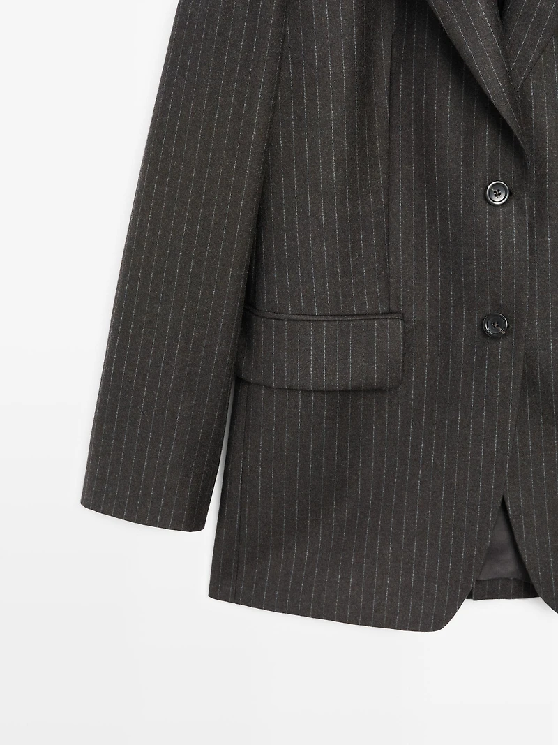 100% wool pinstripe blazer