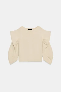 PULL EN MAILLE À MANCHES DRAPÉES