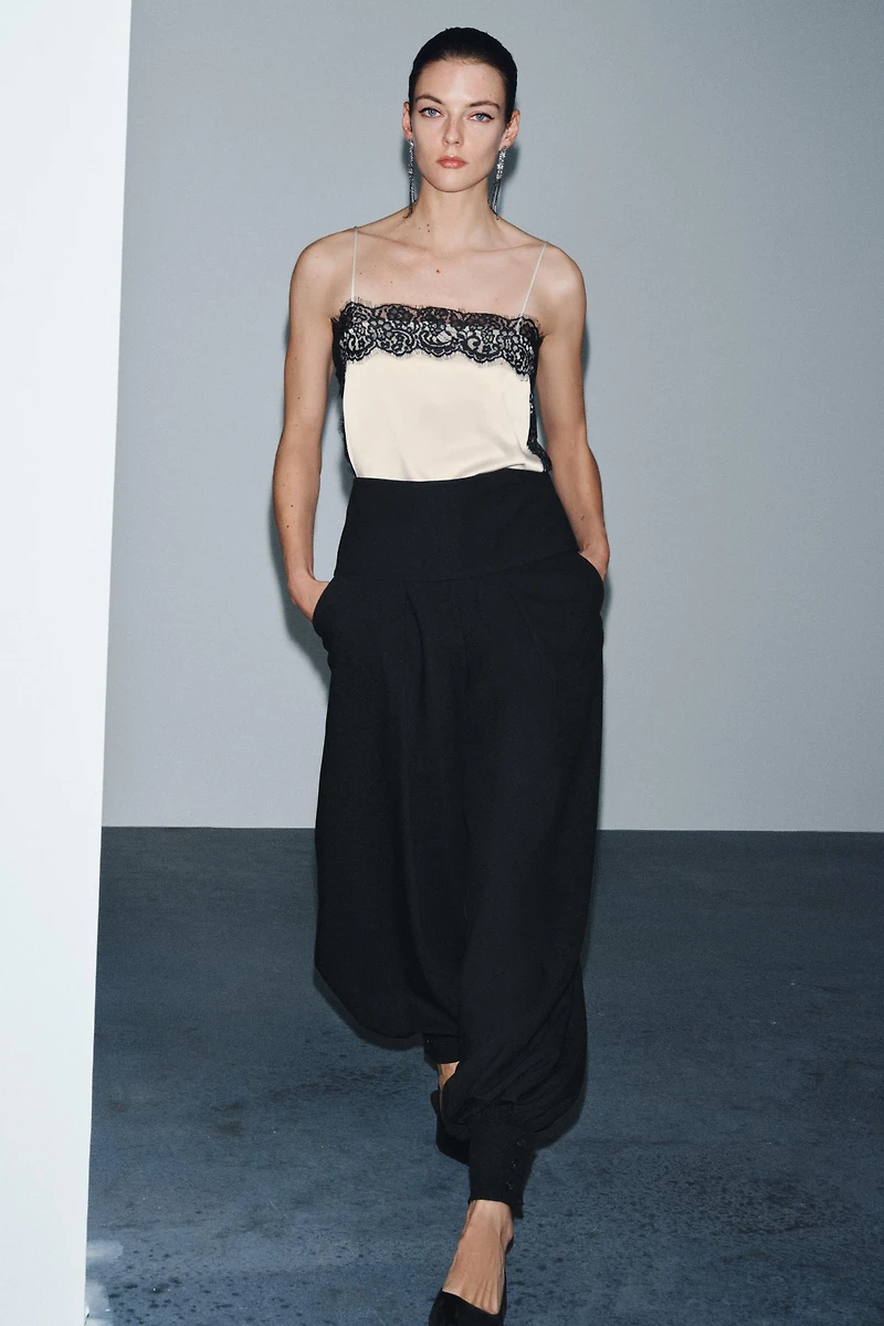 SATIN EFFECT LACE TOP ZW COLLECTION