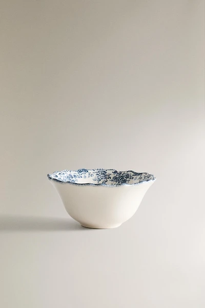 FLORAL EARTHENWARE SNACK BOWL
