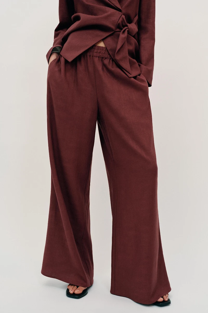 WIDE LEG LINEN PANTS