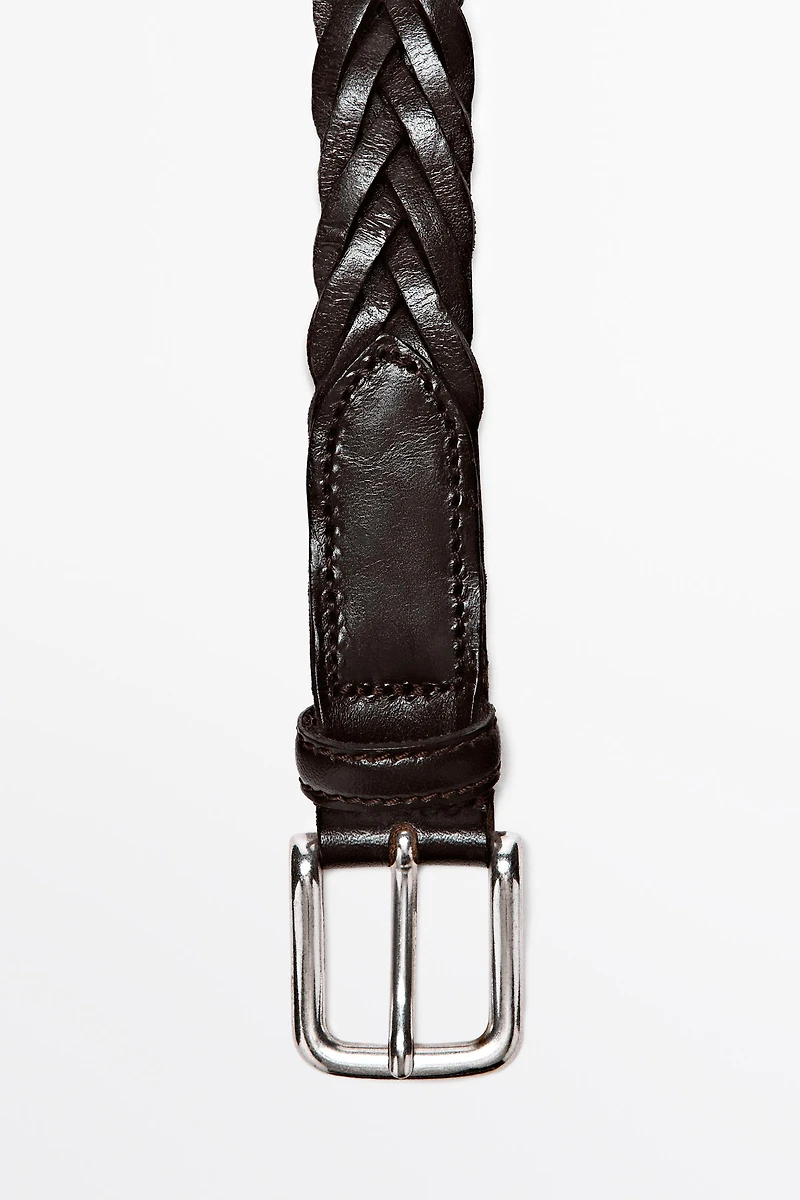 Braided leather belt