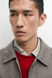 Wool blend overshirt with button detail