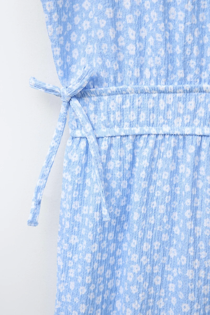 TEXTURED PRINT LONG JUMPSUIT