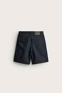 RELAXED FIT PLEATED CHINO DENIM SHORTS