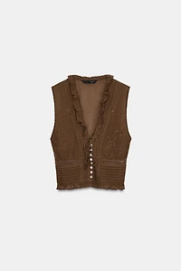 EMBROIDERED GAUZE TOP