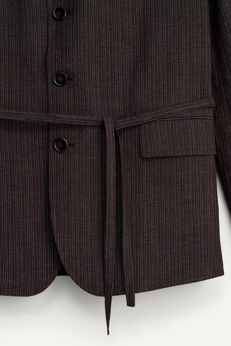 STRIPED VISCOSE - LINEN SUIT JACKET