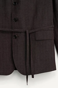 STRIPED VISCOSE - LINEN SUIT JACKET