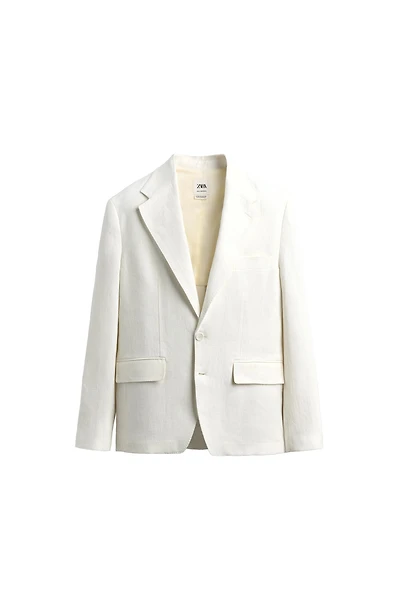 100% LINEN RELAXED FIT SUIT JACKET