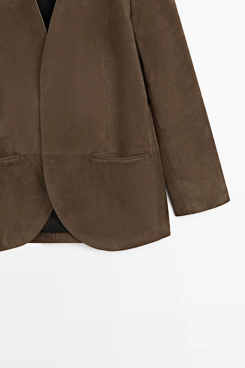 Suede leather blazer