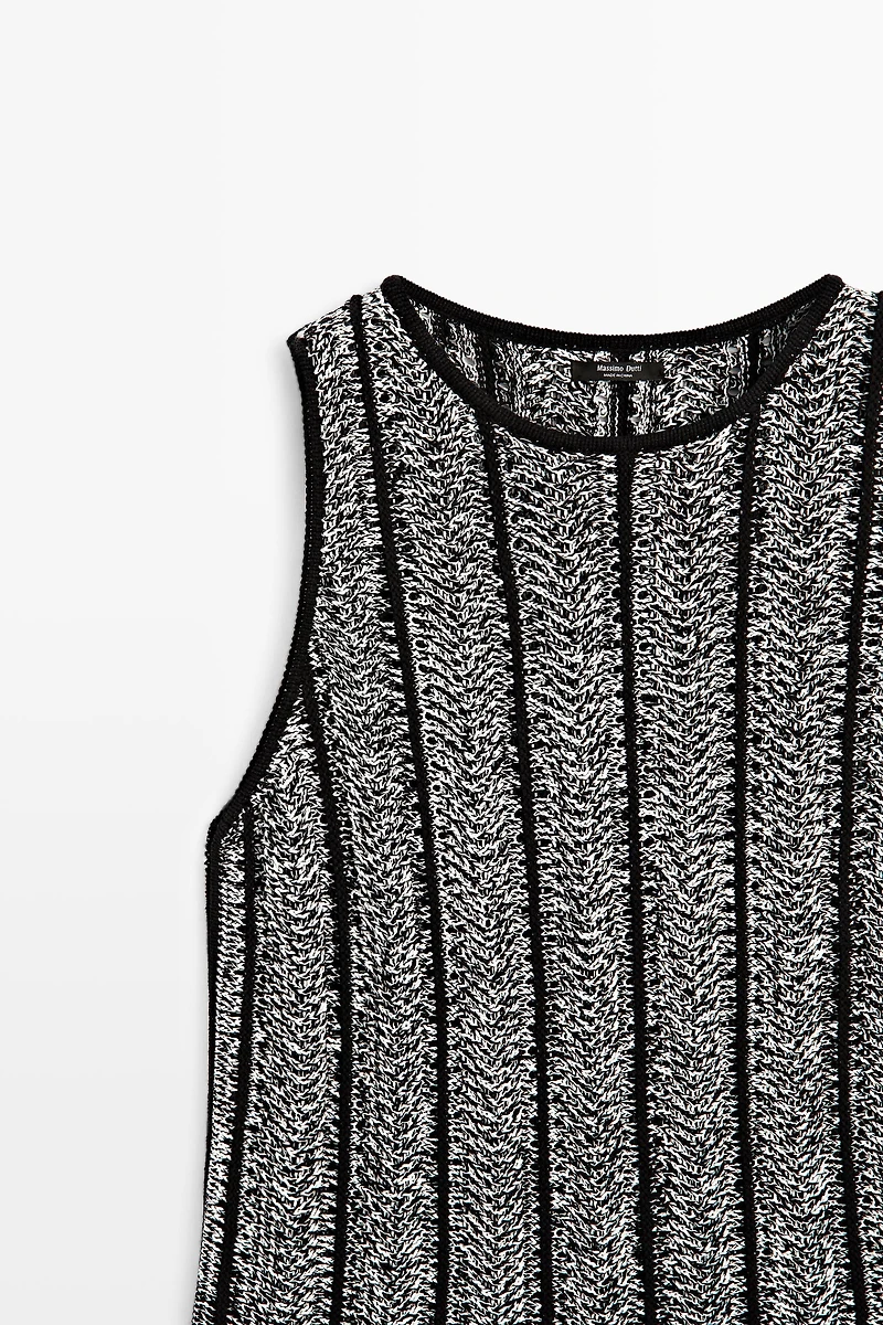 Cotton-blend flecked knit top