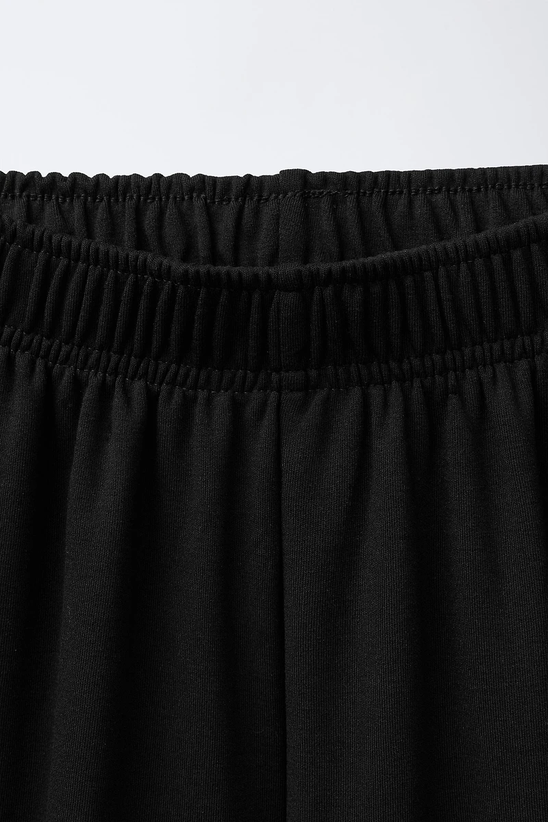 SOLID WIDE LEG PLUSH SWEATSHIRT AND PANTS SET