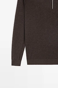 Wool blend quarter-zip knit sweater