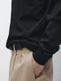 100% wool knit sweater with polo collar