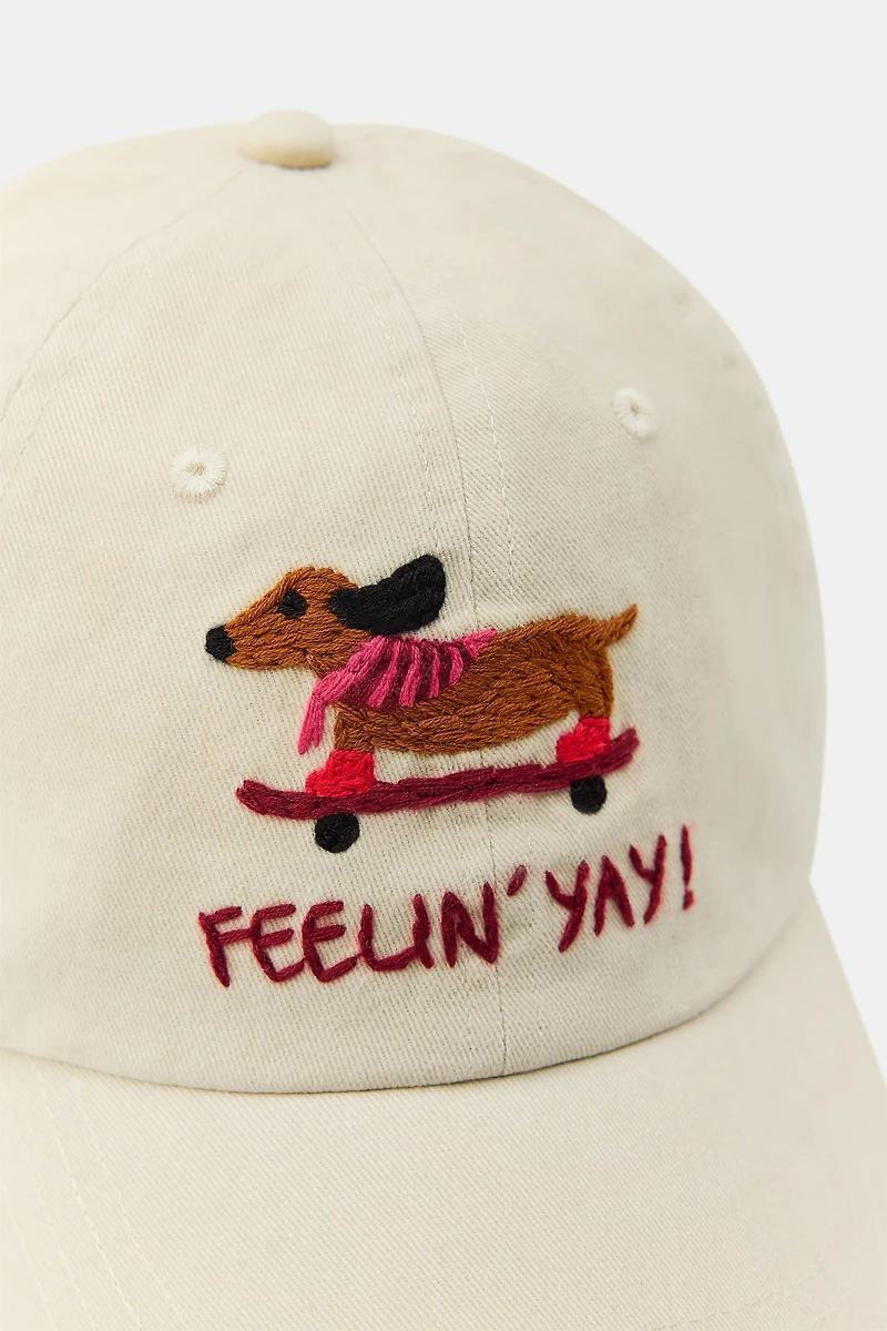 SKATE DACHSHUND EMBROIDERED TWILL CAP