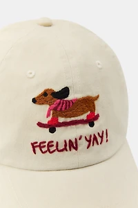 SKATE DACHSHUND EMBROIDERED TWILL CAP