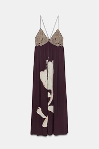 BEADED FLORAL PRINT DRESS
