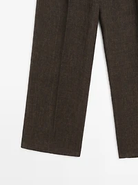 Pantalon à pinces total look lin mélangé