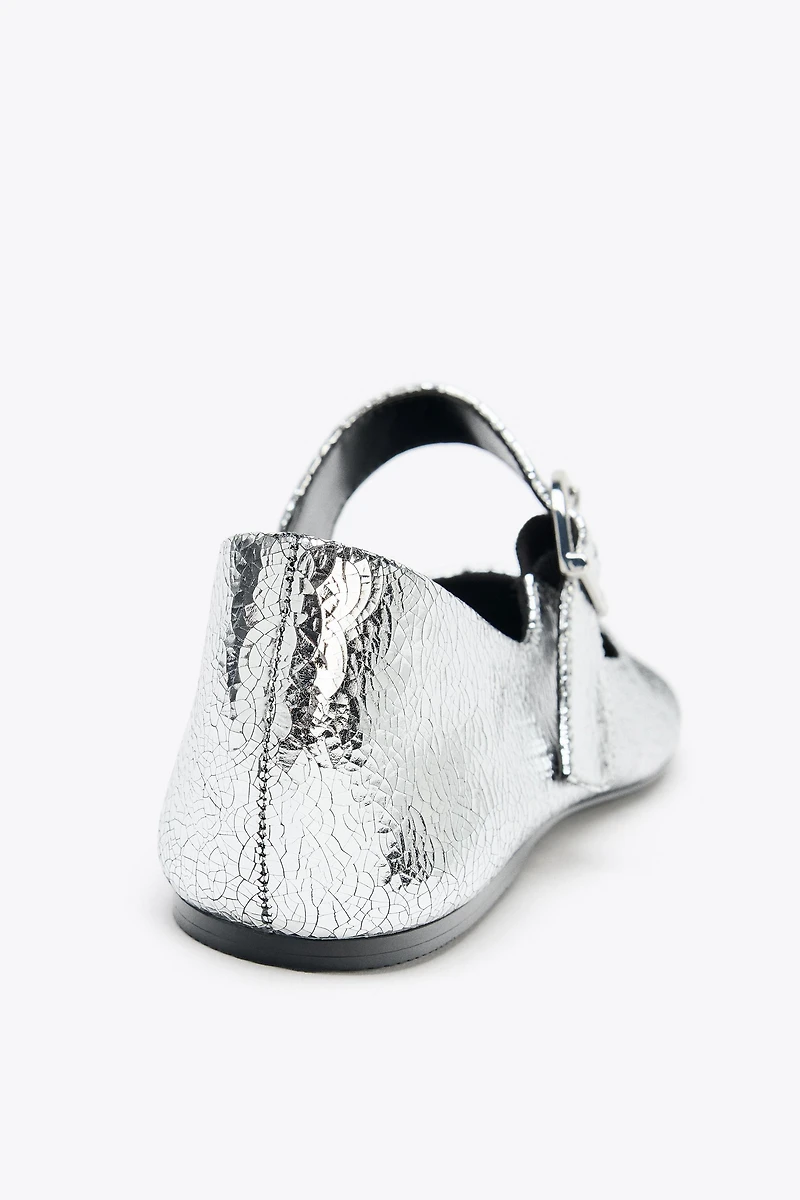 METALLIC LEATHER BALLET FLATS