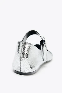 METALLIC LEATHER BALLET FLATS
