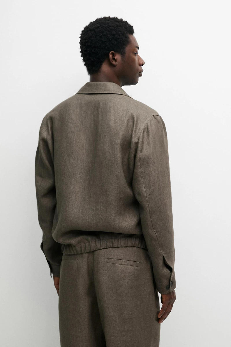 Faded linen total look jacket