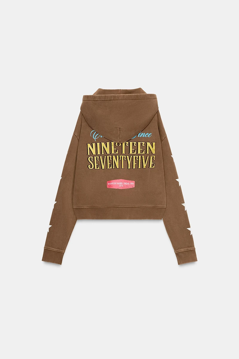 HOODED SWEATSHIRT WITH TEXT PRINT