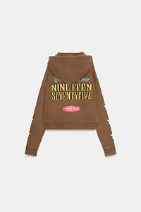 HOODED SWEATSHIRT WITH TEXT PRINT