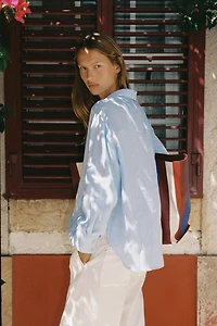 100% LINEN SHIRT WITH MIXED BUTTONS